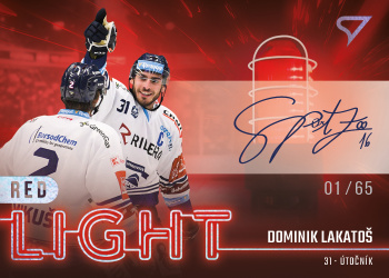 Dominik Lakatos Vitkovice Tipsport ELH 2022/23 SportZoo 2. serie Red Light Auto /65 #RLS-DL